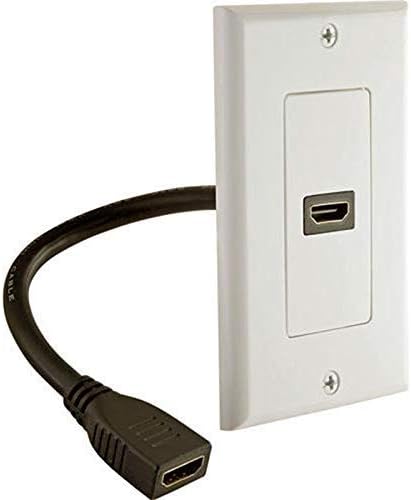 iMBAPrice  HDMI Pigtail Wall Plate Builtin Flexible HiSpeed HDMI Cable with Ethernet Single Port 1 Port White - Image 1