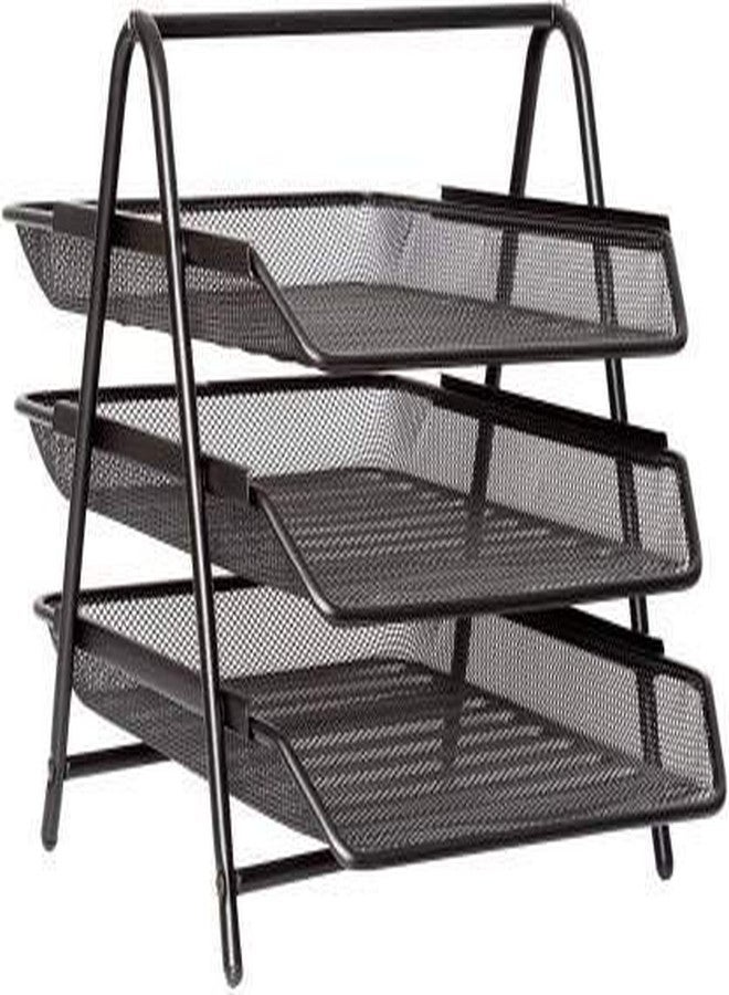 AIDROM MART 3 Tier Document Organizer Metal File Tray Office Desk Stationary Holder (Black) - Image 1