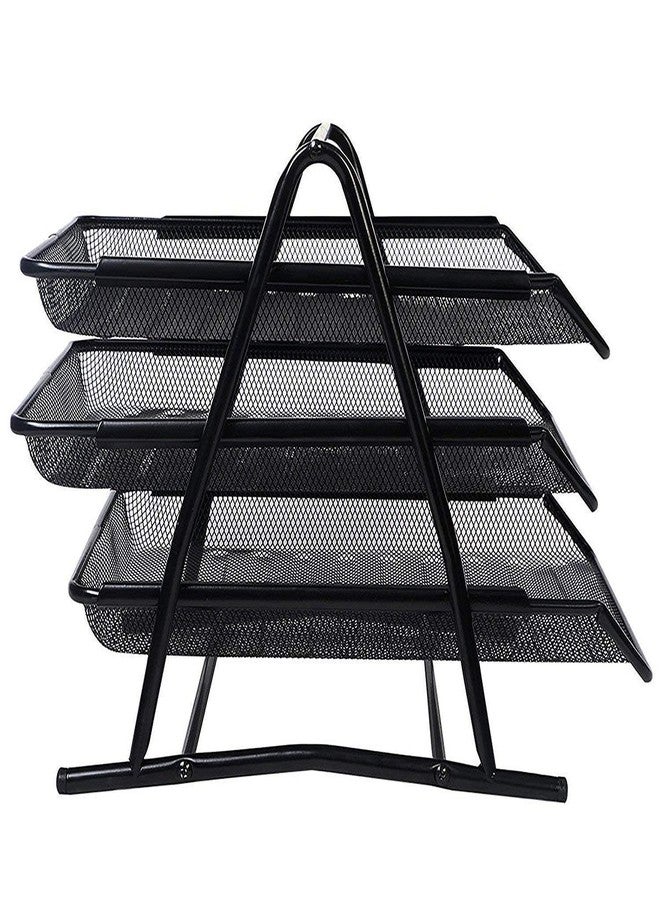 AIDROM MART 3 Tier Document Organizer Metal File Tray Office Desk Stationary Holder (Black) - Image 2