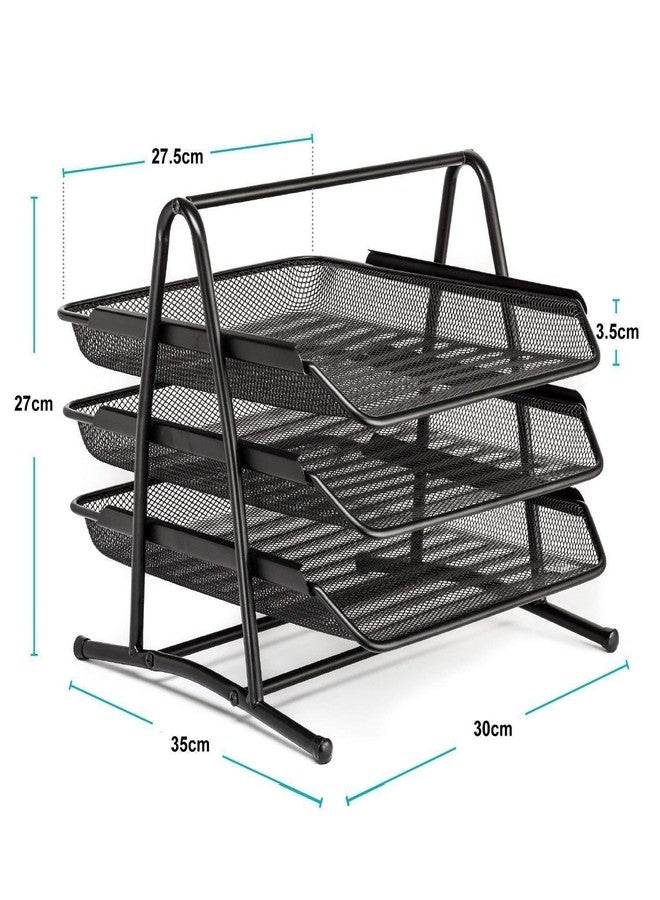 AIDROM MART 3 Tier Document Organizer Metal File Tray Office Desk Stationary Holder (Black) - Image 3