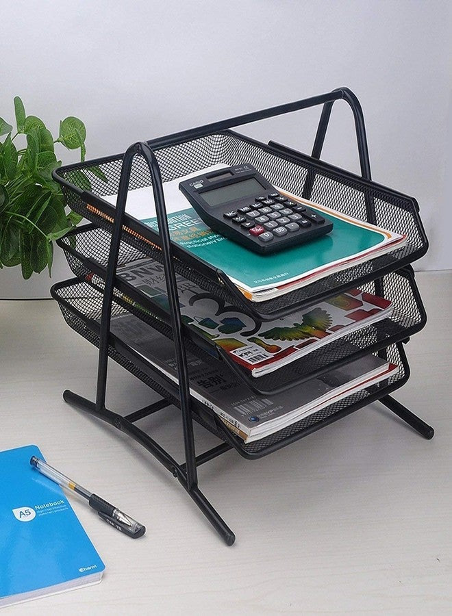 AIDROM MART 3 Tier Document Organizer Metal File Tray Office Desk Stationary Holder (Black) - Image 5
