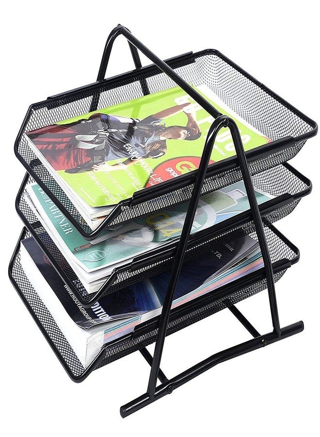 AIDROM MART 3 Tier Document Organizer Metal File Tray Office Desk Stationary Holder (Black) - Image 4