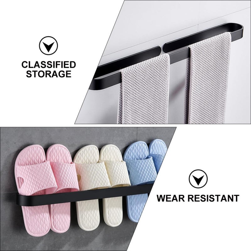 50cm Black Wall Mounted Aluminum Alloy Towel Bar Punch Free Holder For Bathroom Kitchen - Image 4