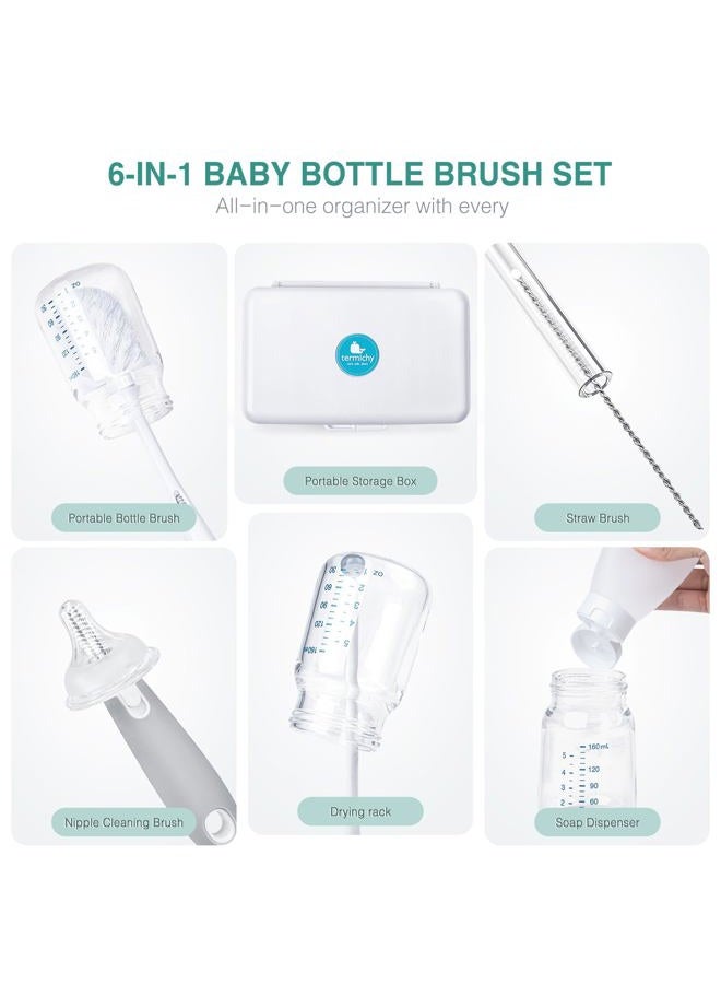 Termichy Travel Bottle Cleaning Kit: Portable Drying Rack & Brush Set for Working Moms - Compact Baby Essentials for Hotel & Camping - Image 3
