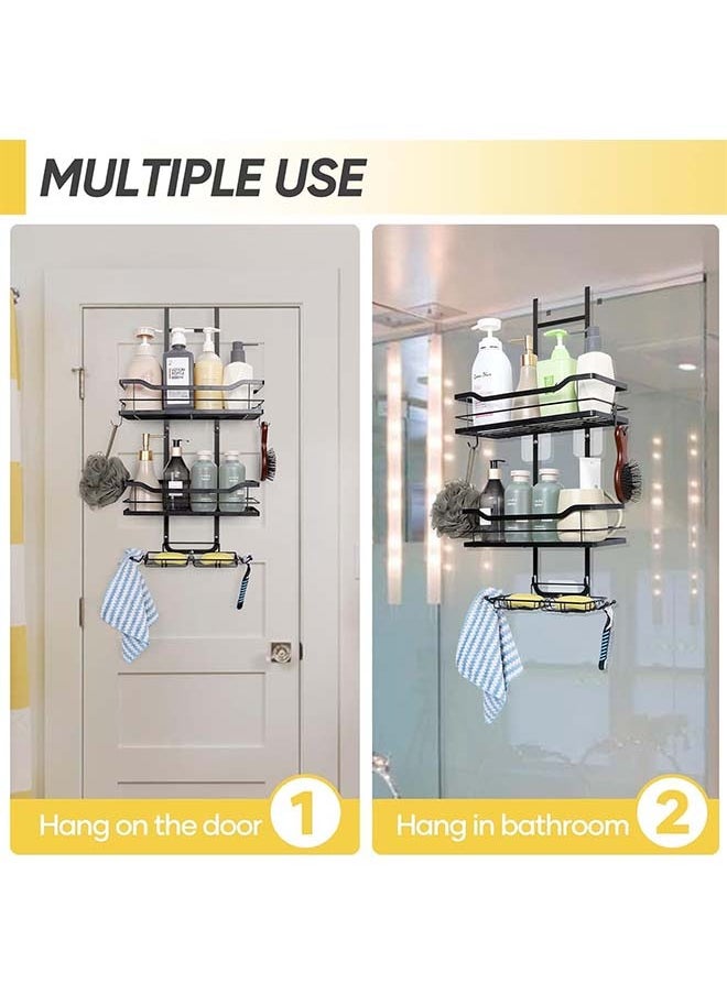 L&E Over the Door Shower Caddy,Hanging Shower Organizer for Bathroom, Shower Storage Rack Shelf with Hooks & Screw Adhesives & Soap Holder,Bathroom Shower Basket,Rustproof No Drilling  - Image 3