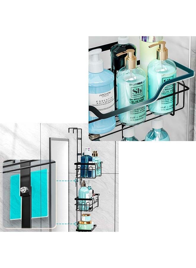 L&E Over the Door Shower Caddy,Hanging Shower Organizer for Bathroom, Shower Storage Rack Shelf with Hooks & Screw Adhesives & Soap Holder,Bathroom Shower Basket,Rustproof No Drilling  - Image 5