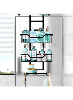 Over the Door Shower Caddy,Hanging Shower Organizer for Bathroom, Shower Storage Rack Shelf with Hooks & Screw Adhesives & Soap Holder,Bathroom Shower Basket,Rustproof No Drilling