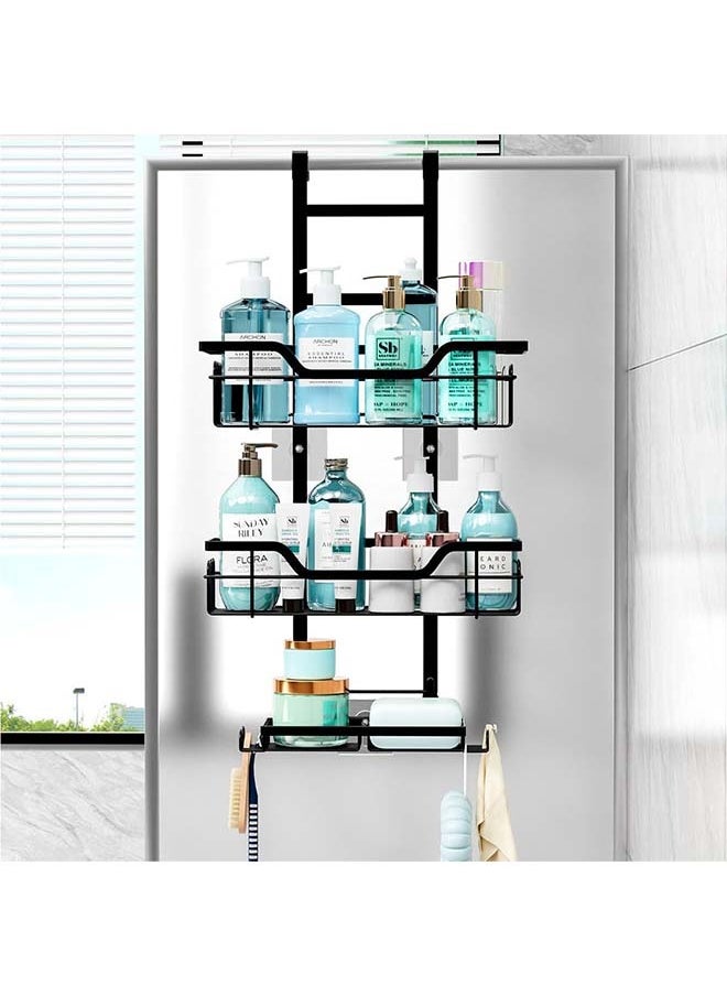 L&E Over the Door Shower Caddy,Hanging Shower Organizer for Bathroom, Shower Storage Rack Shelf with Hooks & Screw Adhesives & Soap Holder,Bathroom Shower Basket,Rustproof No Drilling  - Image 1