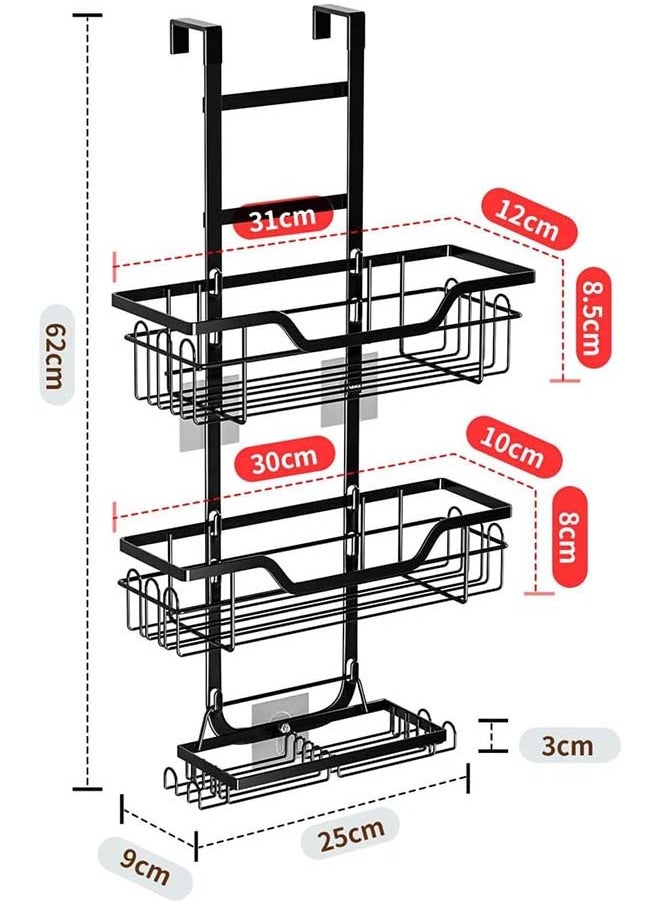 L&E Over the Door Shower Caddy,Hanging Shower Organizer for Bathroom, Shower Storage Rack Shelf with Hooks & Screw Adhesives & Soap Holder,Bathroom Shower Basket,Rustproof No Drilling  - Image 4