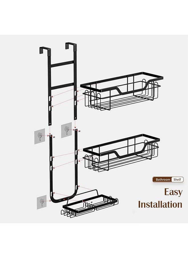 L&E - Over the Door Shower Caddy,Hanging Shower Organizer for Bathroom, Shower Storage Rack Shelf with Hooks & Screw Adhesives & Soap Holder,Bathroom Shower Basket,Rustproof No Drilling - Image 1