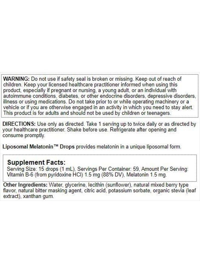 Nutra BioGenesis Liposomal Melatonin - Melatonin and Vitamin B6 for Sleep Support - Liquid, Non-Habit Forming, Gluten Free - 2 Ounce - Image 2