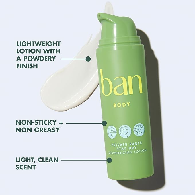 Ban Private Parts Deodorizing Lotion, Non-Toxic Sweat Absorbing Lotion for Sensitve Parts, Formulated with Soothing Aloe & Calendula, Aluminum Free and Baking Soda Free, Light Scent, 1.5 Oz - Image 2