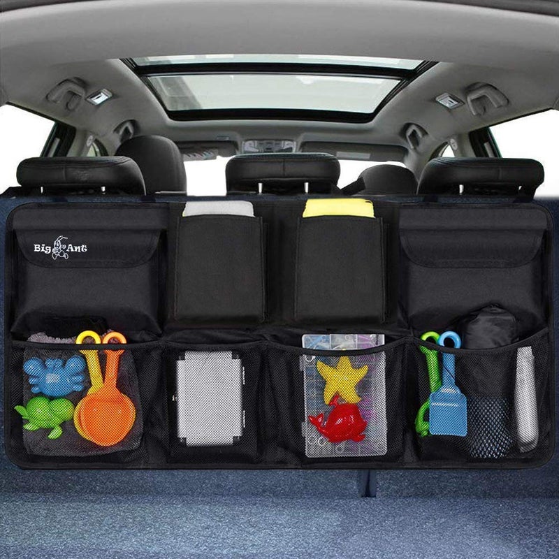 BIGANT Big Ant Back Seat Trunk Organizer,Space Saving Car Trunk Storage Organizer with Lid Keep your Trunk Clean and Tidy 8 Large Pockets Car Organizer for Kids,Travel (34 x 18 inch) - Image 1