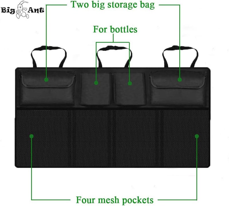 BIGANT Big Ant Back Seat Trunk Organizer,Space Saving Car Trunk Storage Organizer with Lid Keep your Trunk Clean and Tidy 8 Large Pockets Car Organizer for Kids,Travel (34 x 18 inch) - Image 4