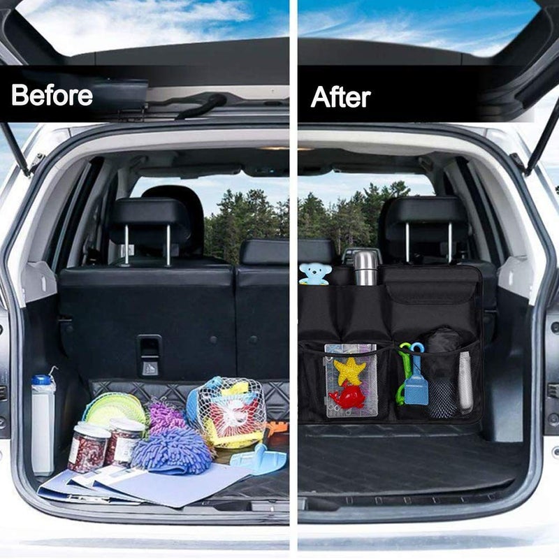 BIGANT Big Ant Back Seat Trunk Organizer,Space Saving Car Trunk Storage Organizer with Lid Keep your Trunk Clean and Tidy 8 Large Pockets Car Organizer for Kids,Travel (34 x 18 inch) - Image 2