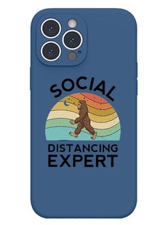 Protective Slim Fit Case Liquid Silicone Cover with Full Body Protection Anti-Scratch Shockproof Case For iPhone 13 Pro Blue  - Social Distancing expert copy