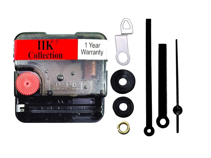IIK Collection Analogue Plastic Sweep/Silky Silent (NO Tic-Tic Sound) Quartz Movement Machine with Black Hands Kit for Wall Clock (IIK-MOV-PL-017) - Image 2