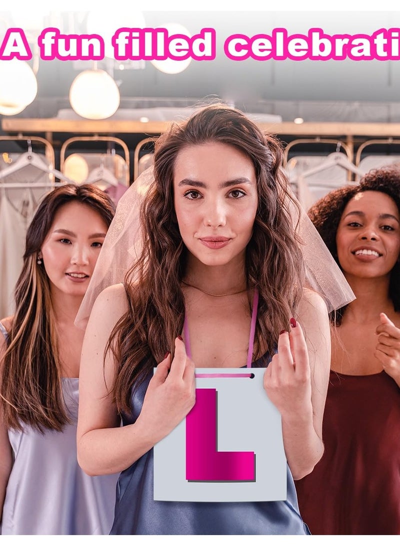 Excefore 6 Piece Bridal L Plate, Pink Letter Plate Bride To Be Party Supplies Decoration for Hen Night Bridesmaids Games Accessories (L Plate) - Image 4