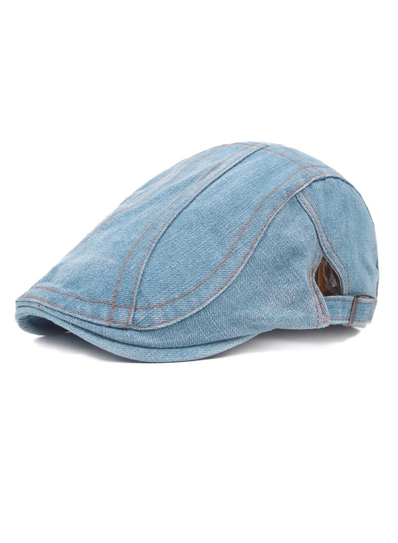 Flat Cap Washed Denim Newsboy Caps Adjustable Shooting Driving Hat Duckbill Ivy Irish Flat Hat Beret Summer Hat - Image 1