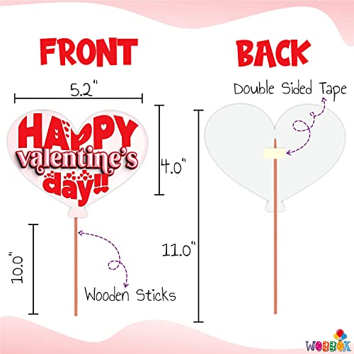 WOBBOX Valentine Photo Booth Props Red & White 29 Pcs with Rose Flower Pattern Love Bunting Banner, Valentine Day Decoration Item, Valentine Party Decor, (WOBOX2533) - Image 3