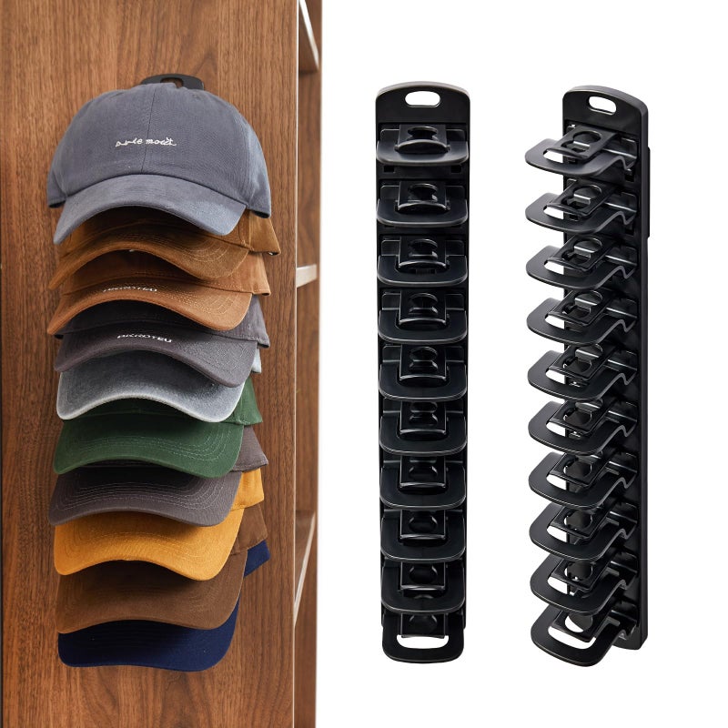MACOPRO Hat Organizer for Baseball Caps for wall,2 Pack Cap Racks, Rack Hanger Storage Display Holder Hooks Stand for Closet Door,Hold Up to 40 Hats - Image 1