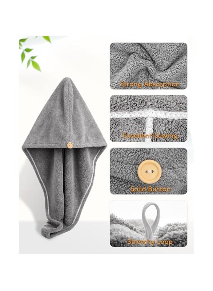 Generic Quick Dry Microfiber Hair Towel Turban Wrap for Women – Super Absorbent, Soft & Lightweight Hair Drying Cap with Button – Ideal for Curly, Long, Thick Hair  - Image 1