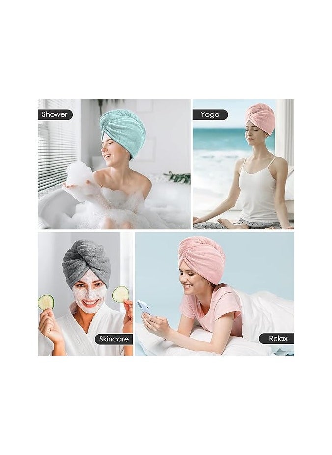 Generic Quick Dry Microfiber Hair Towel Turban Wrap for Women – Super Absorbent, Soft & Lightweight Hair Drying Cap with Button – Ideal for Curly, Long, Thick Hair  - Image 2
