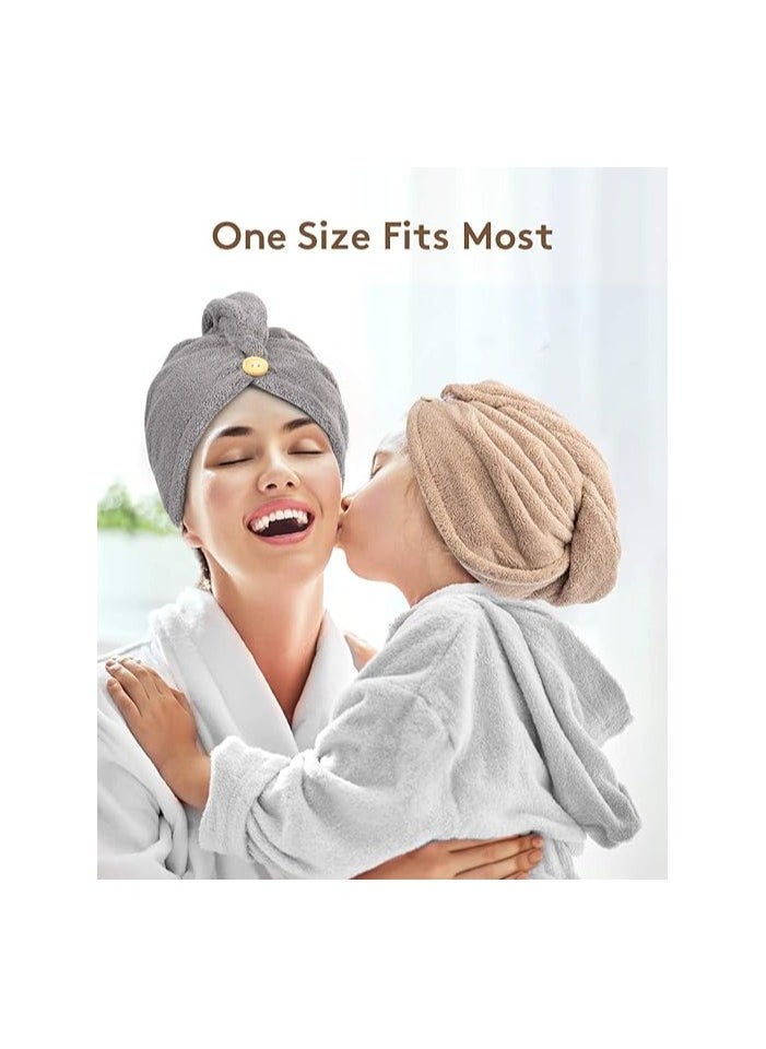 Generic Quick Dry Microfiber Hair Towel Turban Wrap for Women – Super Absorbent, Soft & Lightweight Hair Drying Cap with Button – Ideal for Curly, Long, Thick Hair  - Image 5