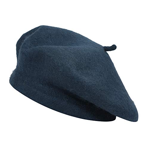 ZLYC Wool Beret Hat Classic Solid Color French Beret for Women Girls (Blue) - Image 1