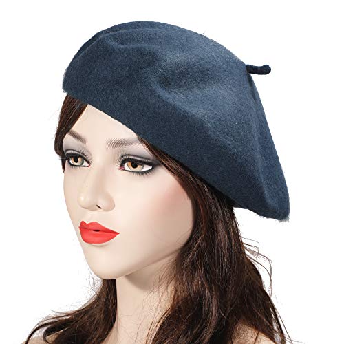 ZLYC Wool Beret Hat Classic Solid Color French Beret for Women Girls (Blue) - Image 3