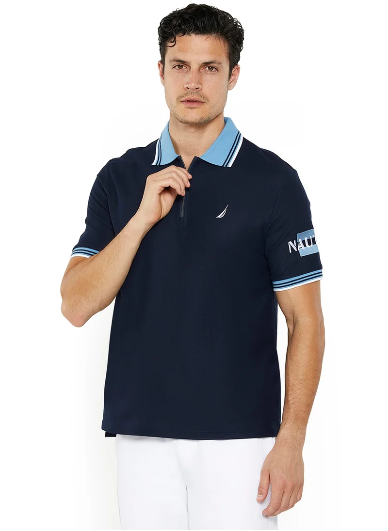 NAUTICA Men's Cotton Blend Navy Polo T-Shirt – Classic Essential for Casual Look