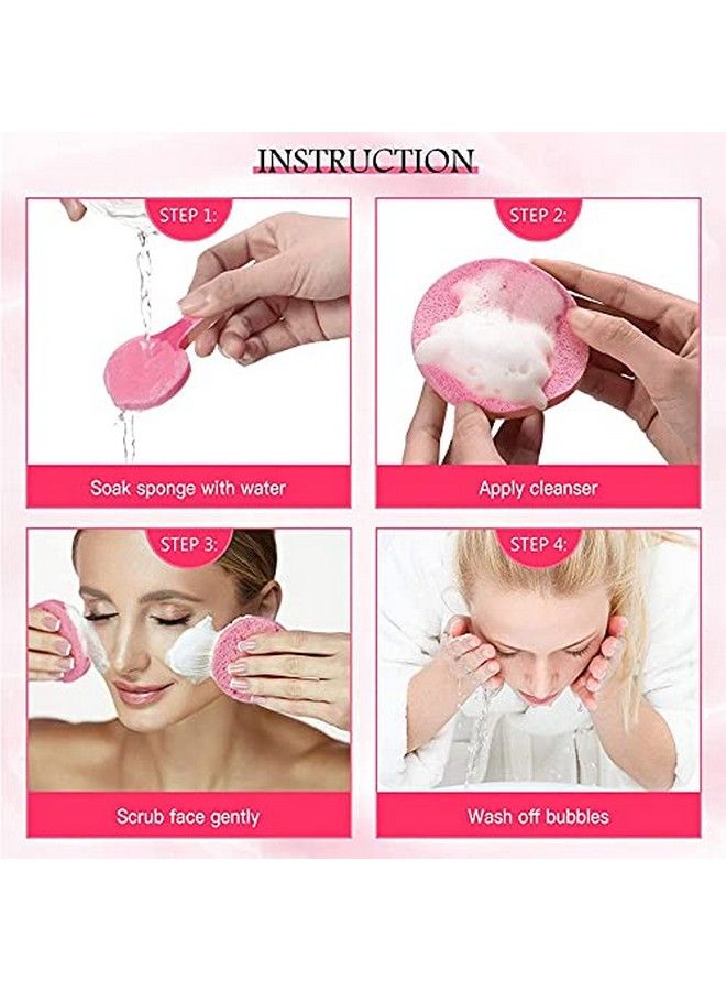 Fameza 12 Pieces Compressed Facial Sponge Face Cleansing Sponge Makeup Removal Sponge Pad Exfoliating Wash Round Face Sponge For Women Girls (Pink Yellow Purple)  - Image 3