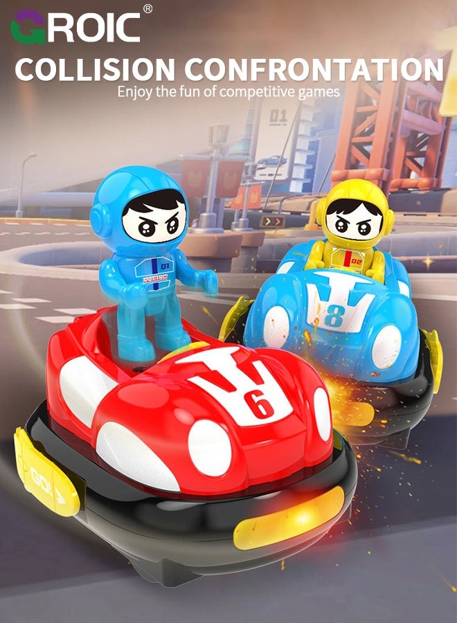 GROIC 2 Pack Cartoon Remote Control Bumper Car for Toddlers, Kids Remote Control Cars, Mini RC Cars with Light & Sound & 360°Rotating, Race car Toys for Boys Girls - Image 3