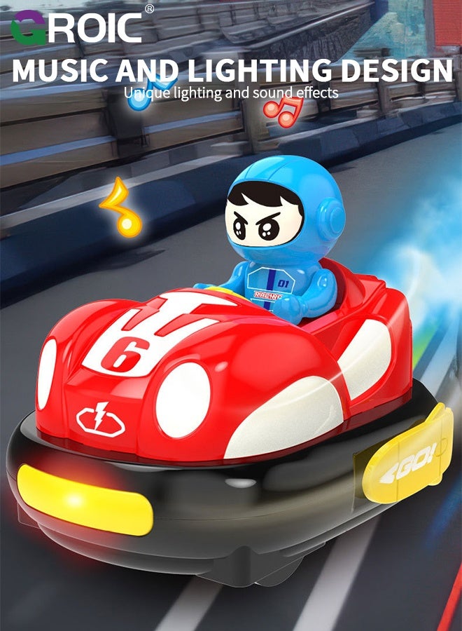 GROIC 2 Pack Cartoon Remote Control Bumper Car for Toddlers, Kids Remote Control Cars, Mini RC Cars with Light & Sound & 360°Rotating, Race car Toys for Boys Girls - Image 4