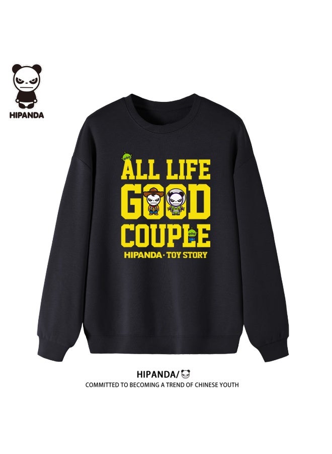 Hipanda Men's Autumn Sweatshirt Letter Print Pullover Loose Trendy Crew Neck Casual Top Klein Blue M - Image 3