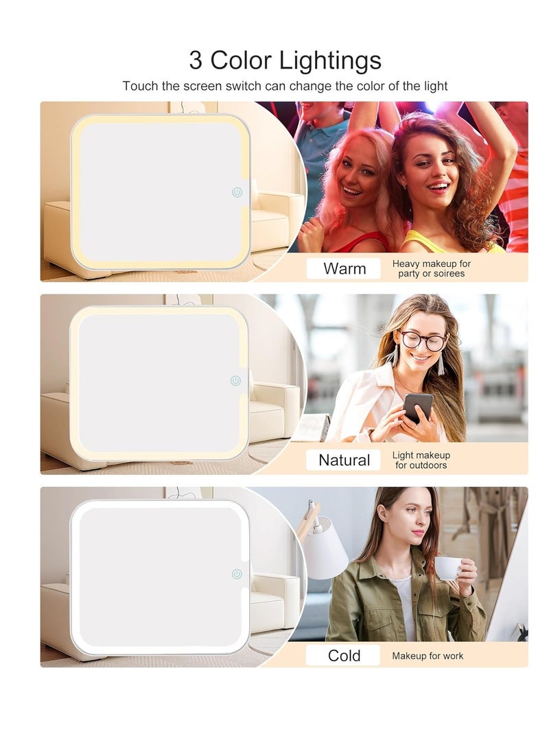 Relavel Relavel Makeup Bag with Light Up Mirror, Makeup Case Travel Cosmetic Bags Brush Organizer Storage Box, Rechargeable Vanity Mirror with 3 Color Lights, High Frame Mirror Protection (Pink)  - Image 4