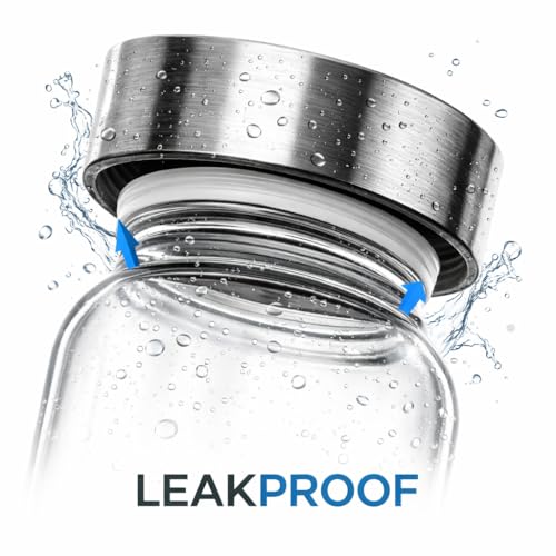 Vasukie Glass Water Bottles, Glass Fridge Water Bottle with Steel Cap, Wide mouth Leak proof & detox water bottle glass, water bottle for fridge, fridge bottle set of 6-750 ML (6 BOTTLE) - Image 4