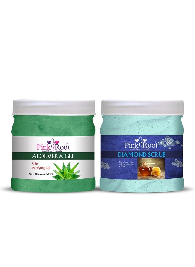 Pink Root - Pink Root Aloe Vera Gel 500gm with Diamond Scrub 500gm - Image 1