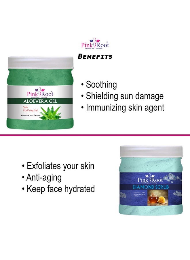 Pink Root - Pink Root Aloe Vera Gel 500gm with Diamond Scrub 500gm - Image 1