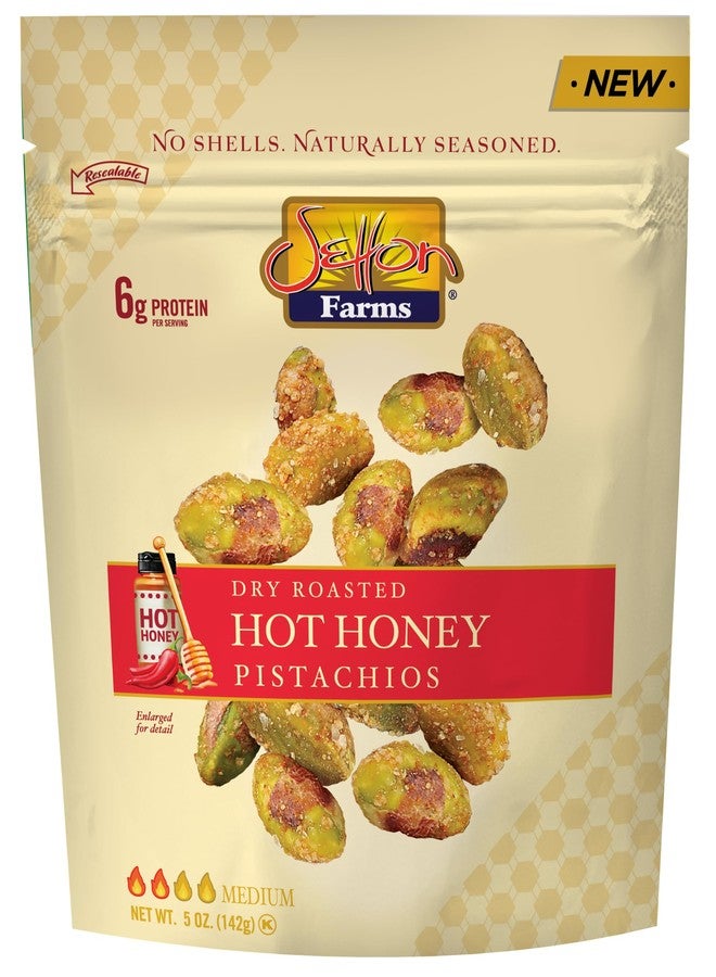 Setton Farms Naturally Seasoned Pistachio Kernels, Hot Honey, Dry Roasted, No Shell Pistachios, Certified Non-GMO, Gluten Free, Vegan and Kosher, 5 oz Resealable Pouch - Image 1