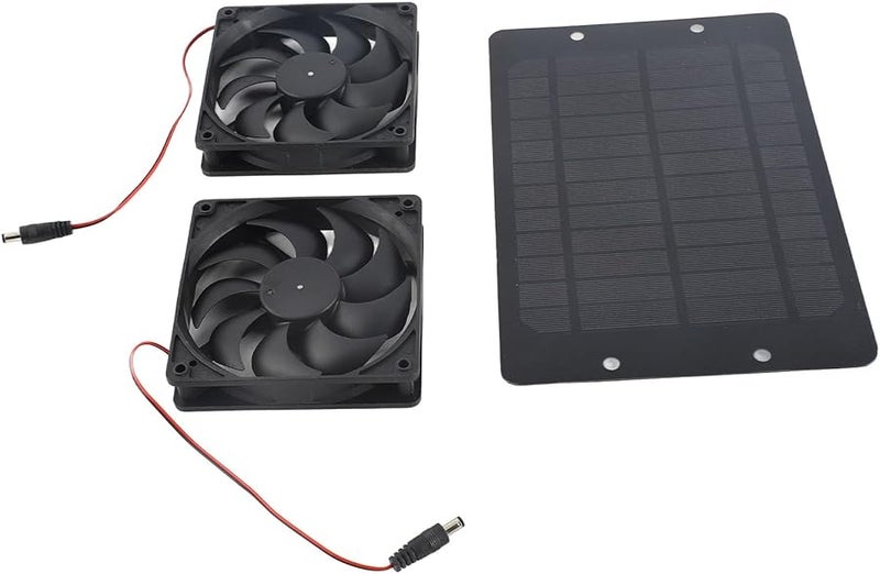 20W Solar Powered Dual Fan Kit with Switch for RV Greenhouse Pet Home Energy Saving - Image 2