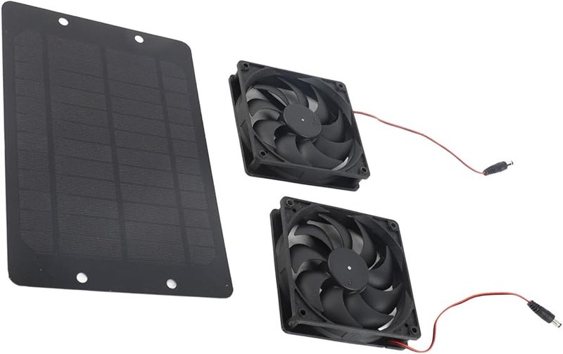 20W Solar Powered Dual Fan Kit with Switch for RV Greenhouse Pet Home Energy Saving - Image 4