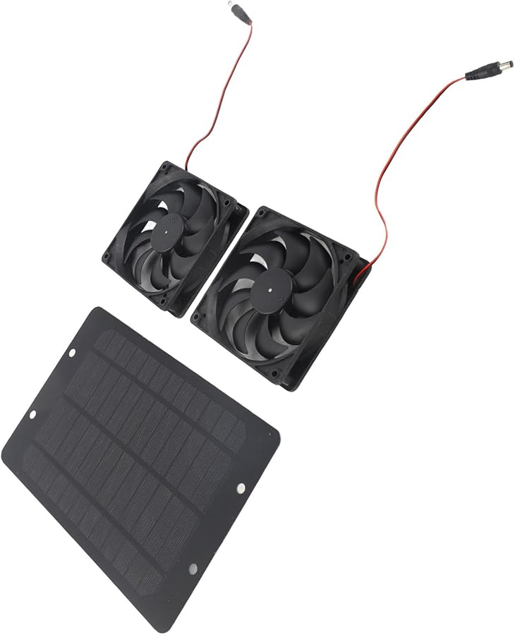 20W Solar Powered Dual Fan Kit with Switch for RV Greenhouse Pet Home Energy Saving - Image 3
