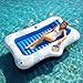 HeySplash Inflatable Pool Float for Adults Tanning Pool Lounger with Removable Pillow Cup Holders Large Sunbathing Raft for Beach Vacation Pool Floatie for Lake River Backyard Blue Leaf - Image 3