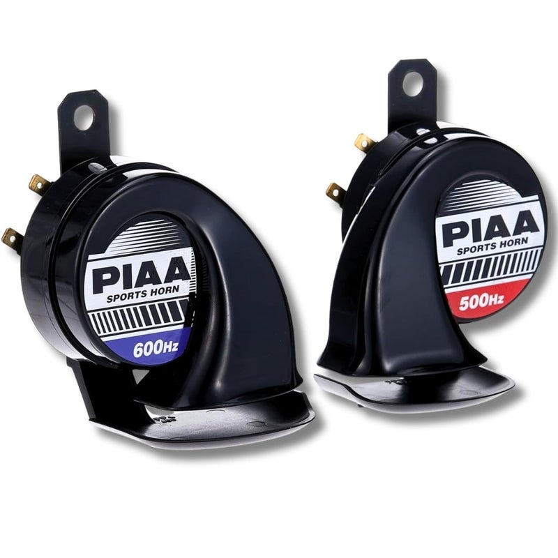 PIAA 85112 Universal Loud Horn for Car Truck Motorcycle SUV UTV ATV Van Sports High Tone 500hz + 600hz 115dB Truck Horns for Pickups Replacement Kit (Pack of 2) - Image 1