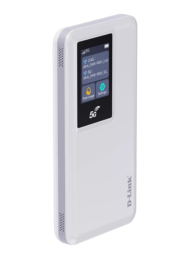 D-Link 5G Mi-Fi Mobile Router, LCD Colored Display, 2.4G 2X2MIMO 573.6Mbps, 5.0G 2X2MIMO 1201Mbps, Built-In Firewall & NAT, Internal Antennas, 10000mAh Battery Capacity, DWR-900V White - Image 2