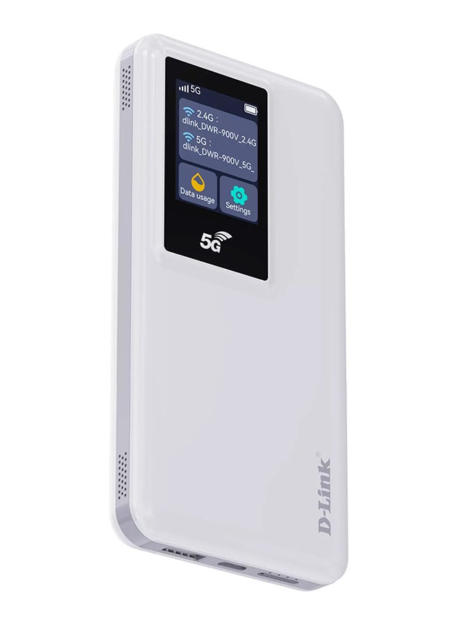 D-Link 5G Mi-Fi Mobile Router, LCD Colored Display, 2.4G 2X2MIMO 573.6Mbps, 5.0G 2X2MIMO 1201Mbps, Built-In Firewall & NAT, Internal Antennas, 10000mAh Battery Capacity, DWR-900V White - Image 3