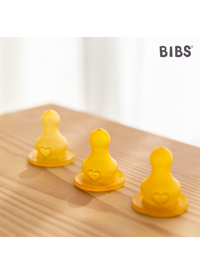 BIBS - Pack Of 2 Baby Bottle Nipple Round Latex Slow Flow, 0 Months + - Image 1