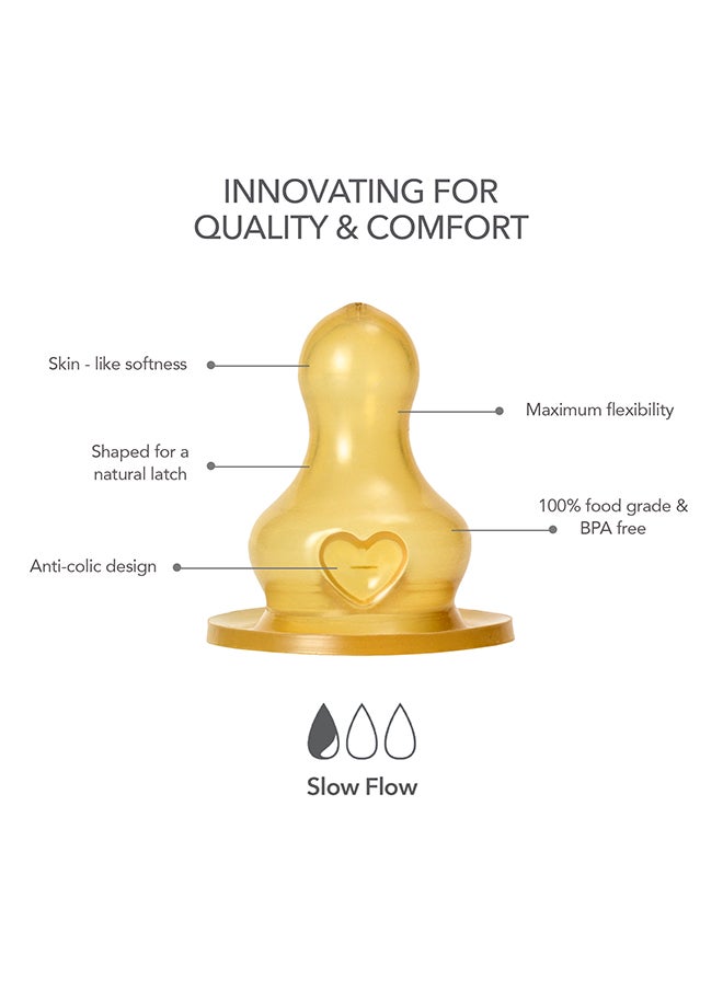BIBS - Pack Of 2 Baby Bottle Nipple Round Latex Slow Flow, 0 Months + - Image 1