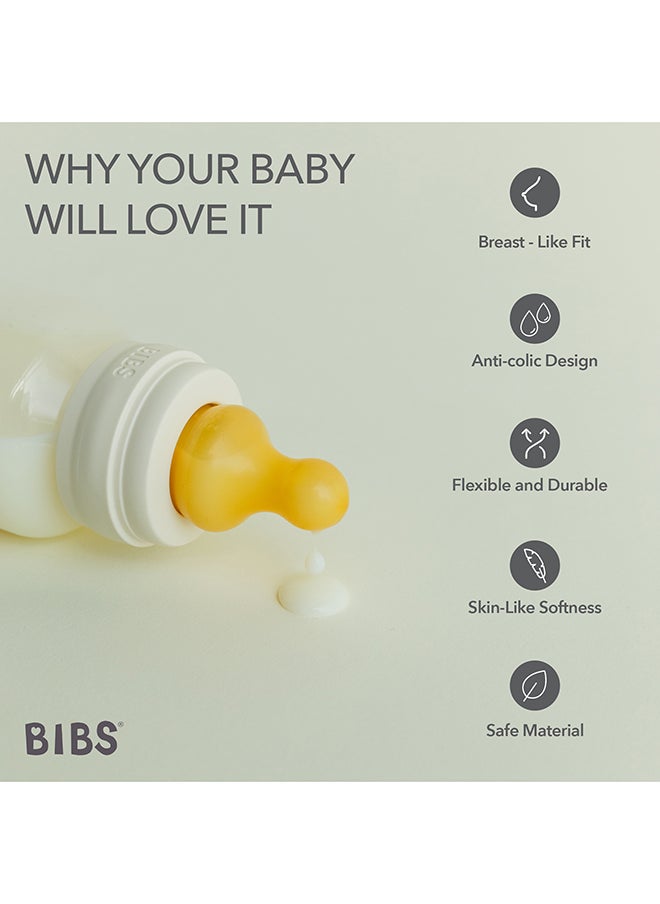 BIBS - Pack Of 2 Baby Bottle Nipple Round Latex Slow Flow, 0 Months + - Image 1